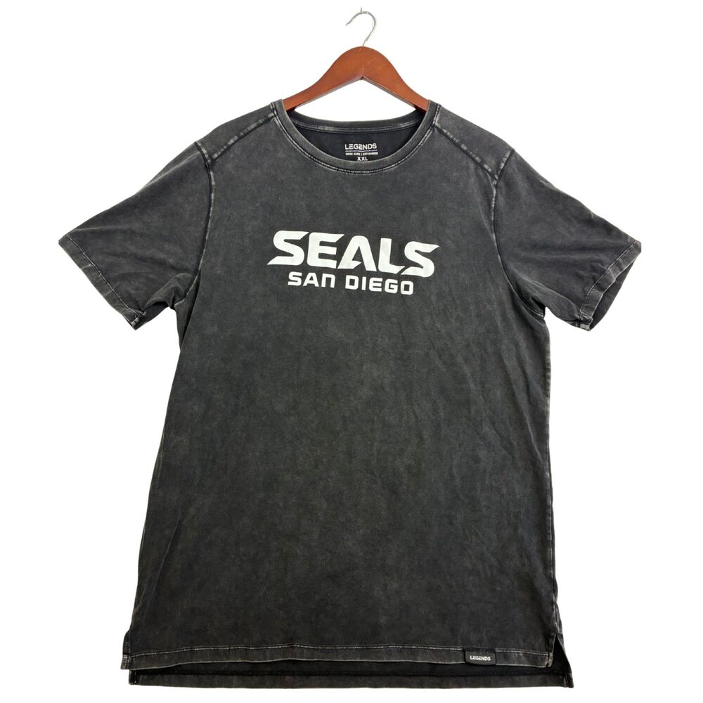 Legends San Diego Mens XXL Black Acid Wash Graphic T-Shirt Cotton Lyocell
